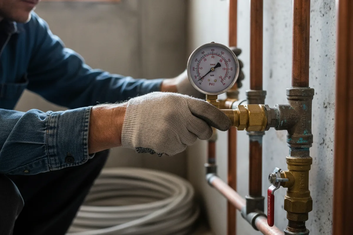 Pressure testing a repaired line during Water Line Repair in Clive